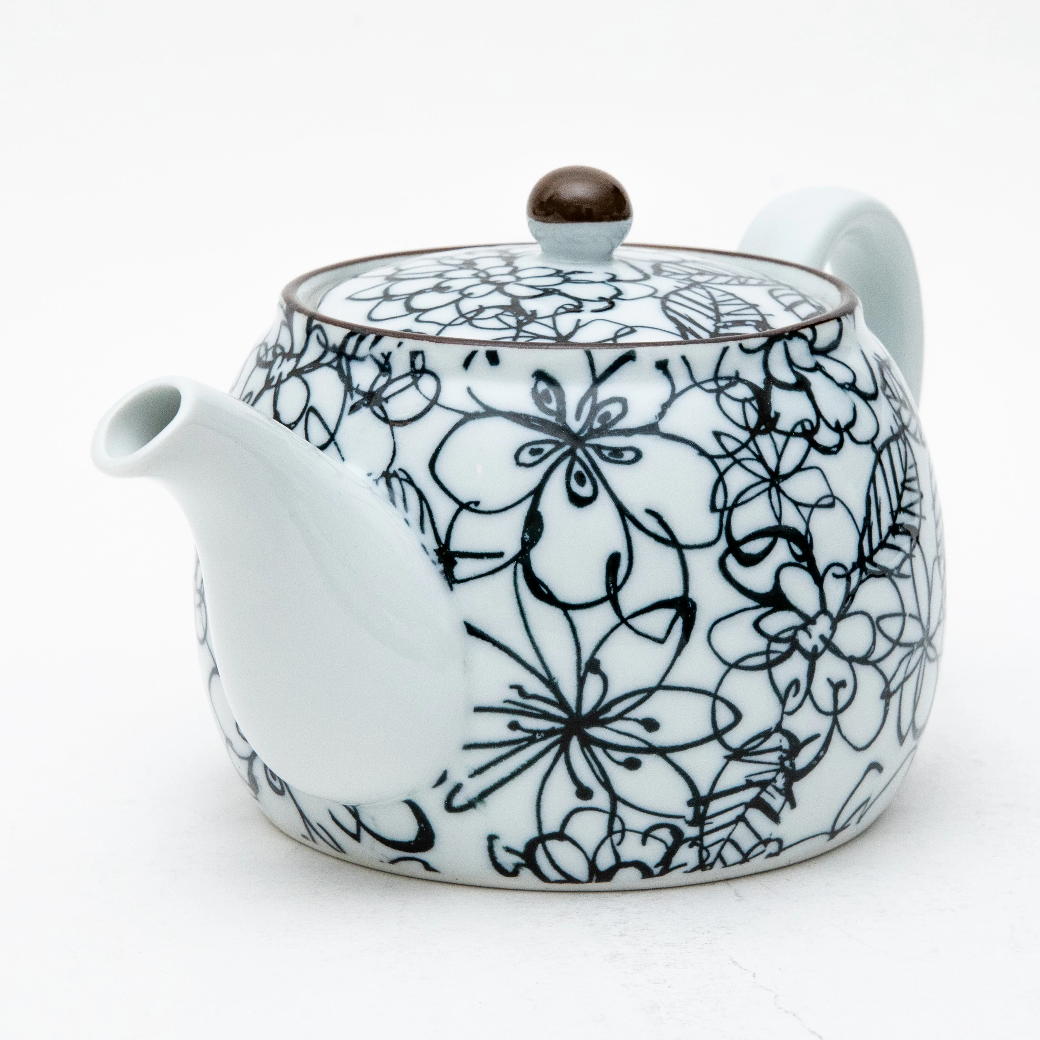 3pcs Flower Line Art For Gift In Box With Tea Strainer Porcelain Japanese Teapot & Teacups - Image 6
