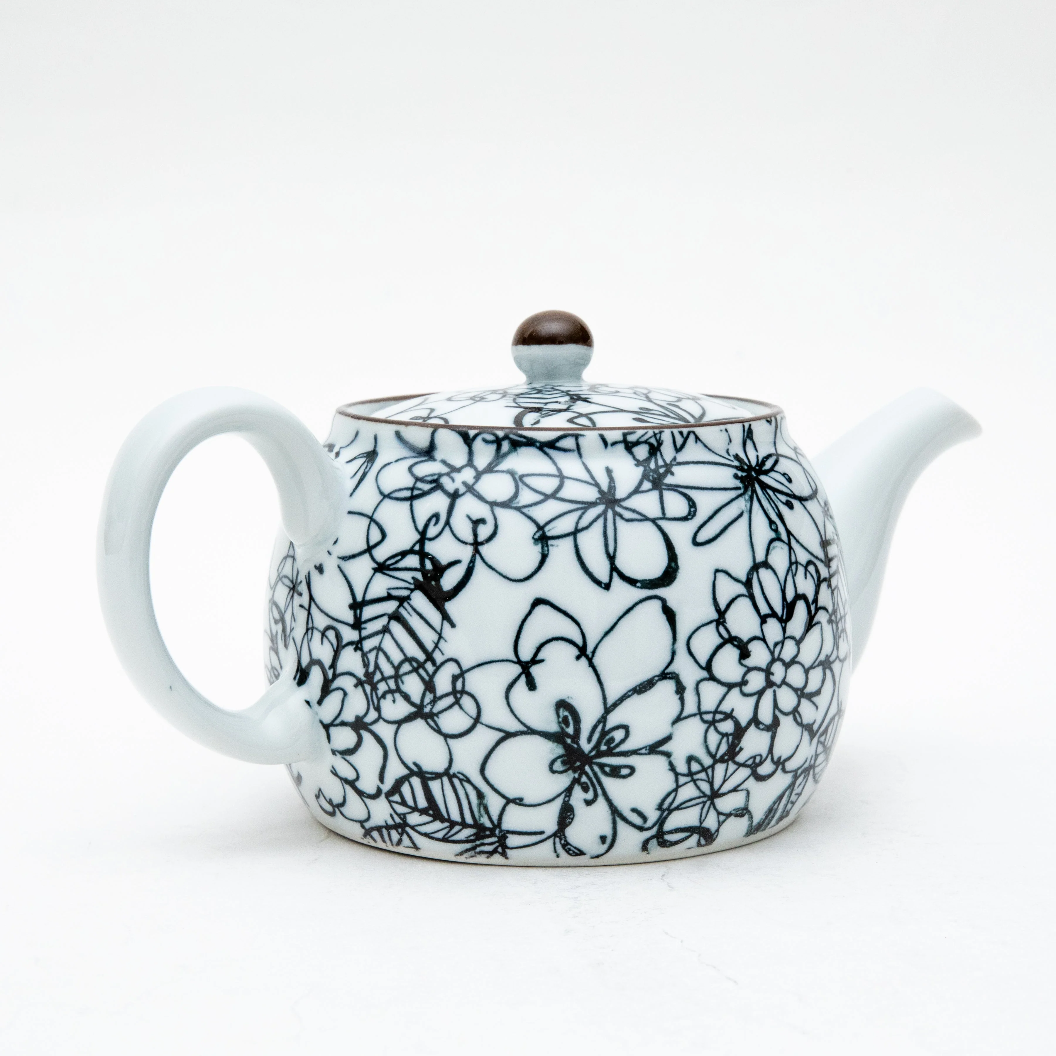 3pcs Flower Line Art For Gift In Box With Tea Strainer Porcelain Japanese Teapot & Teacups - Image 7