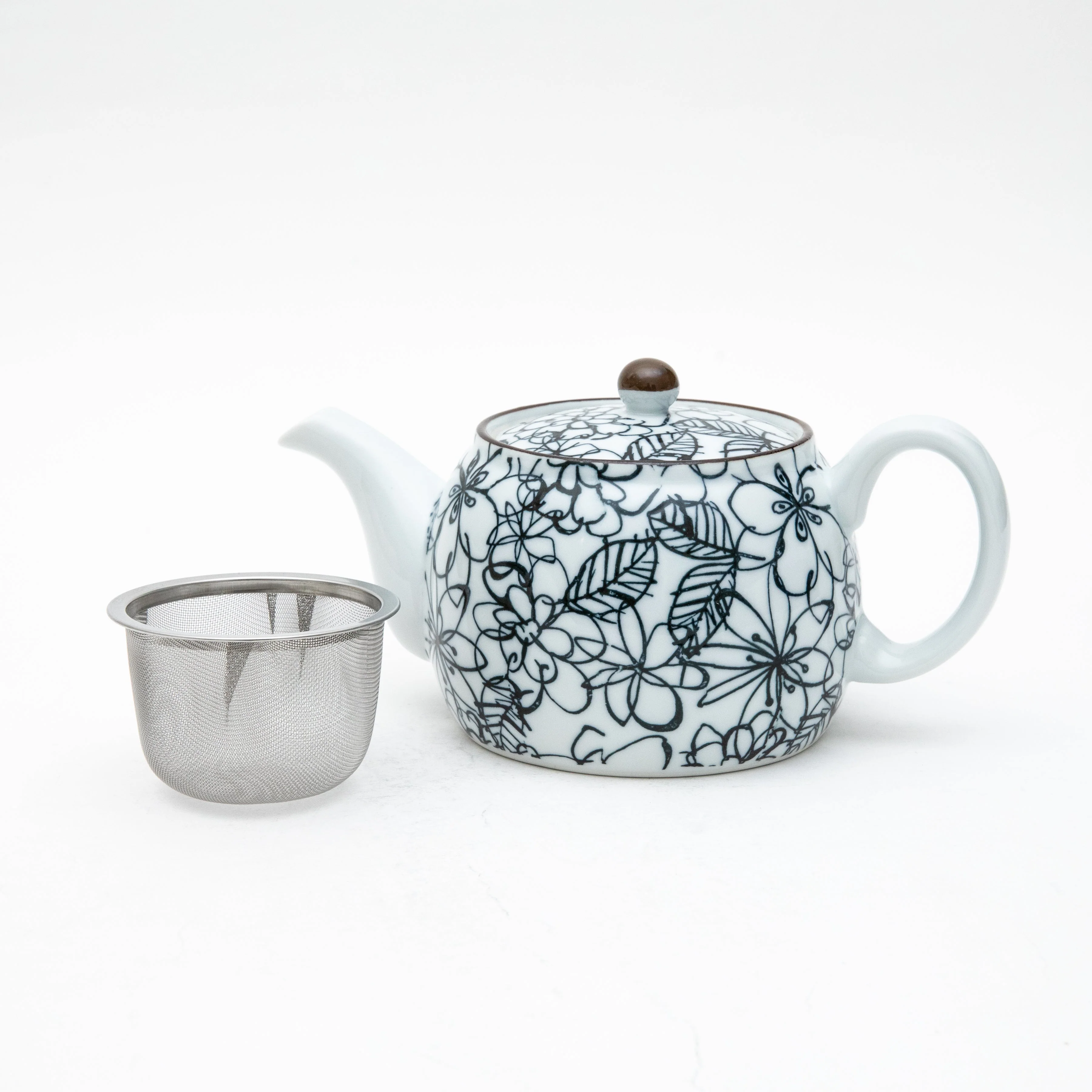 3pcs Flower Line Art For Gift In Box With Tea Strainer Porcelain Japanese Teapot & Teacups - Image 8
