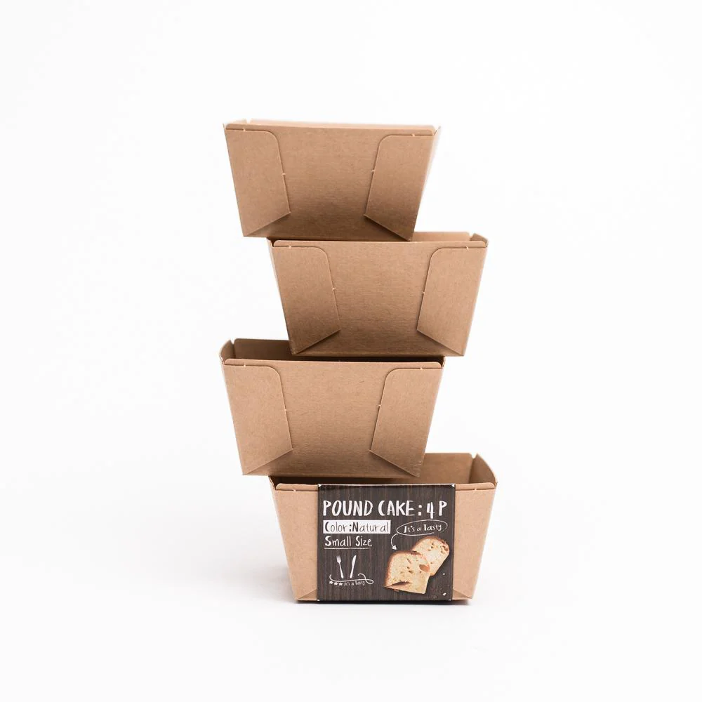Baking Paper Molds S (Pound Cakes/Natural/8.5x6.5x4.5cm (4pcs)) - Image 3