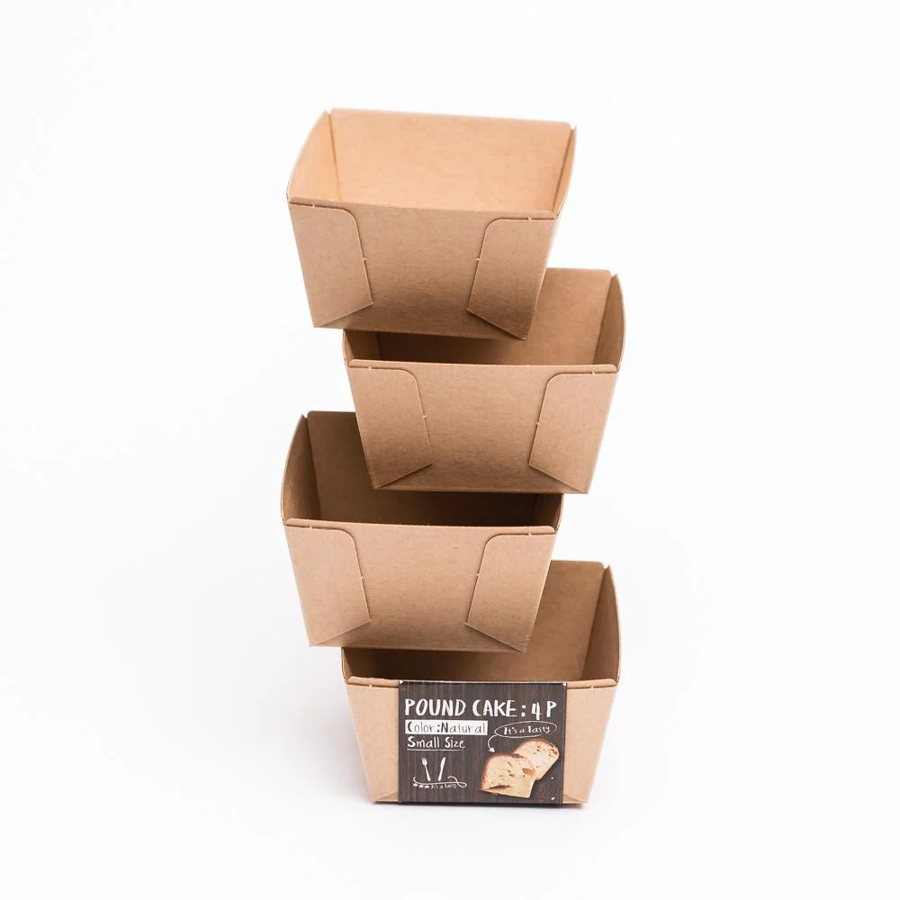Baking Paper Molds S (Pound Cakes/Natural/8.5x6.5x4.5cm (4pcs)) - Image 4