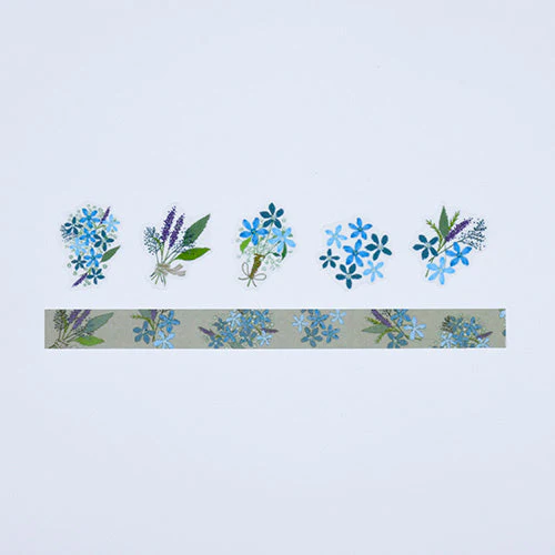 Bande 2pcs Blue Star Flower Washi Masking Tape & Stickers BDA659 - Image 2