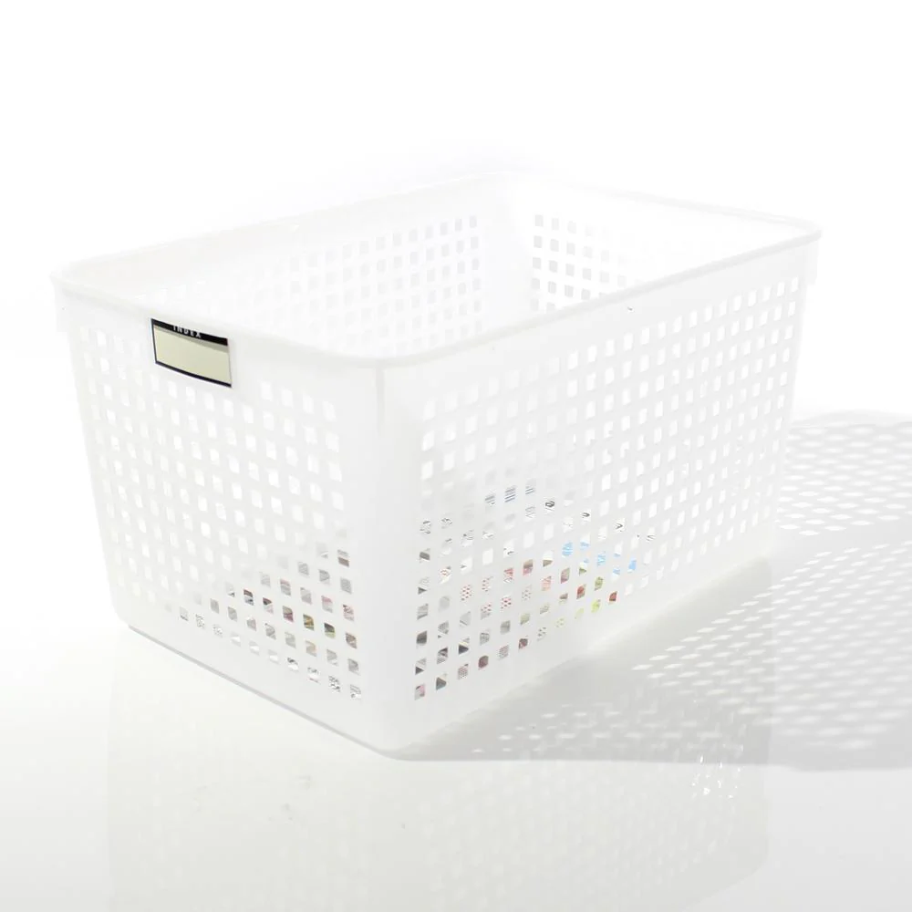 White Deep Mesh Basket with Label