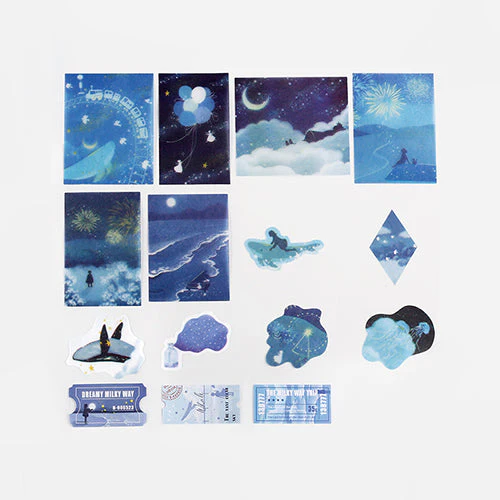 BGM 45pcs Fantasy Travel: Galaxy Tracing Paper Sticker Flakes BS-TF016 - Image 3