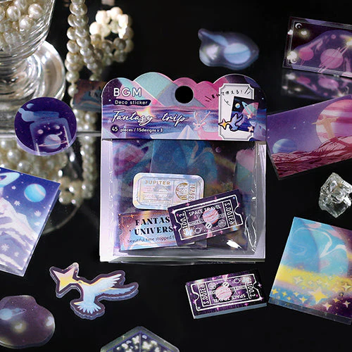 BGM 45pcs Fantasy Travel: Galaxy Tracing Paper Sticker Flakes BS-TF016 - Image 6