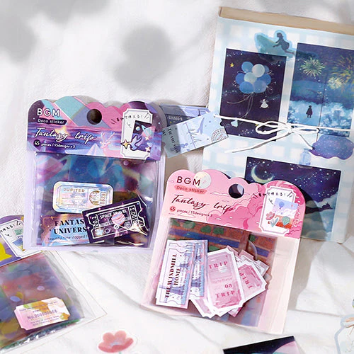 BGM 45pcs Fantasy Travel: Galaxy Tracing Paper Sticker Flakes BS-TF016 - Image 7