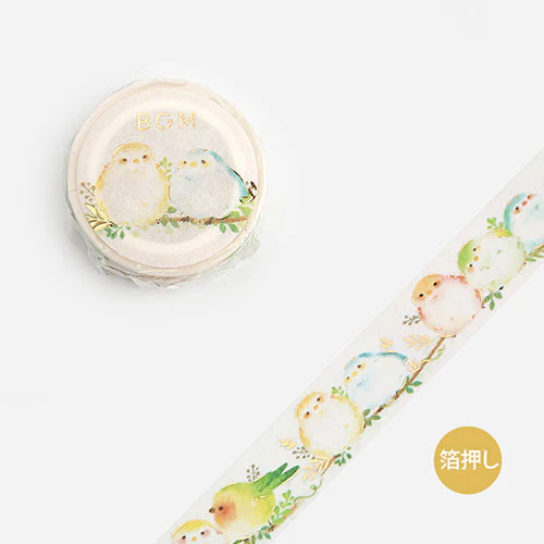 BGM Long-tailed Tit Foil Stamping Washi Masking Tape BM-LGCA082