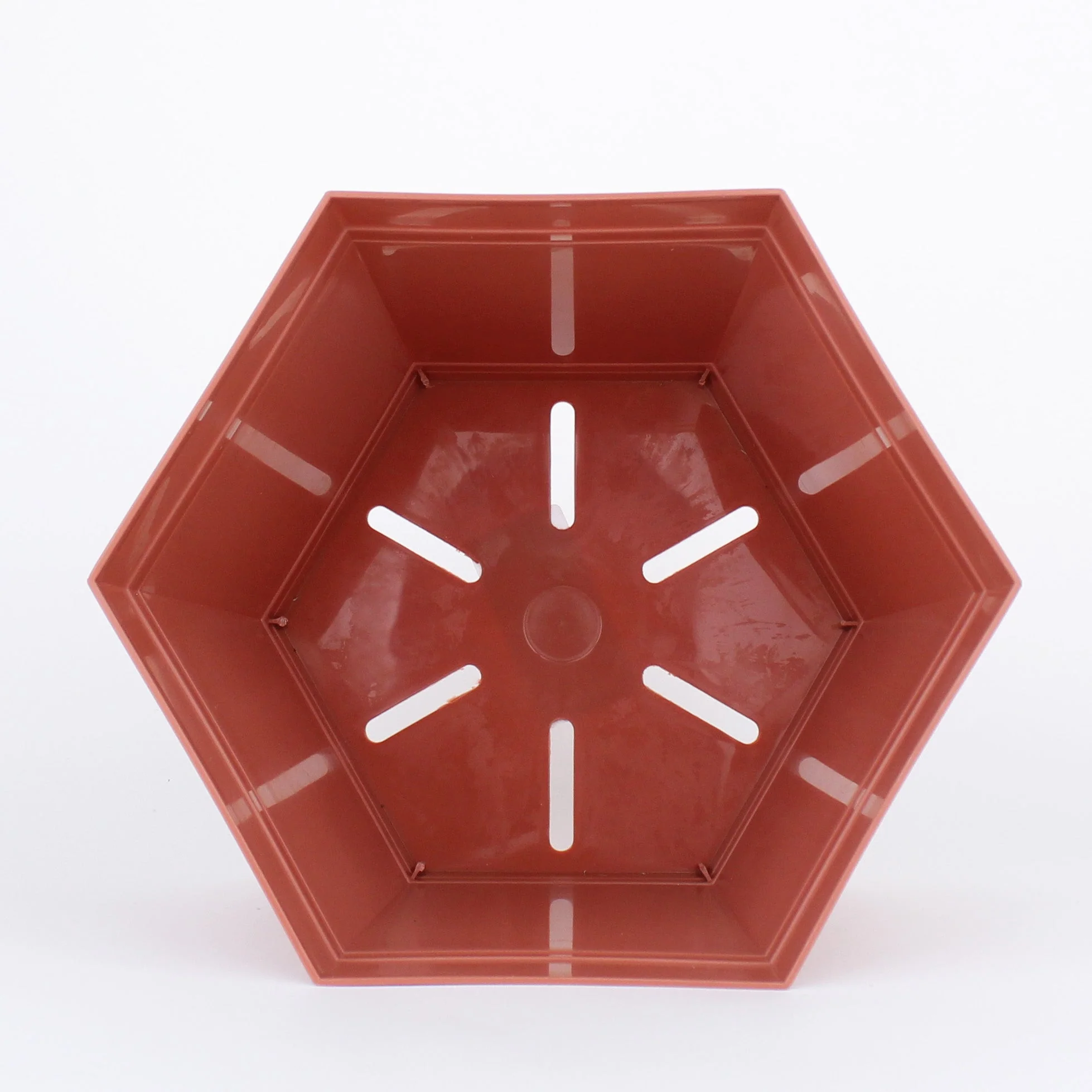 Brown Hexagonal Flower Pot - Image 3
