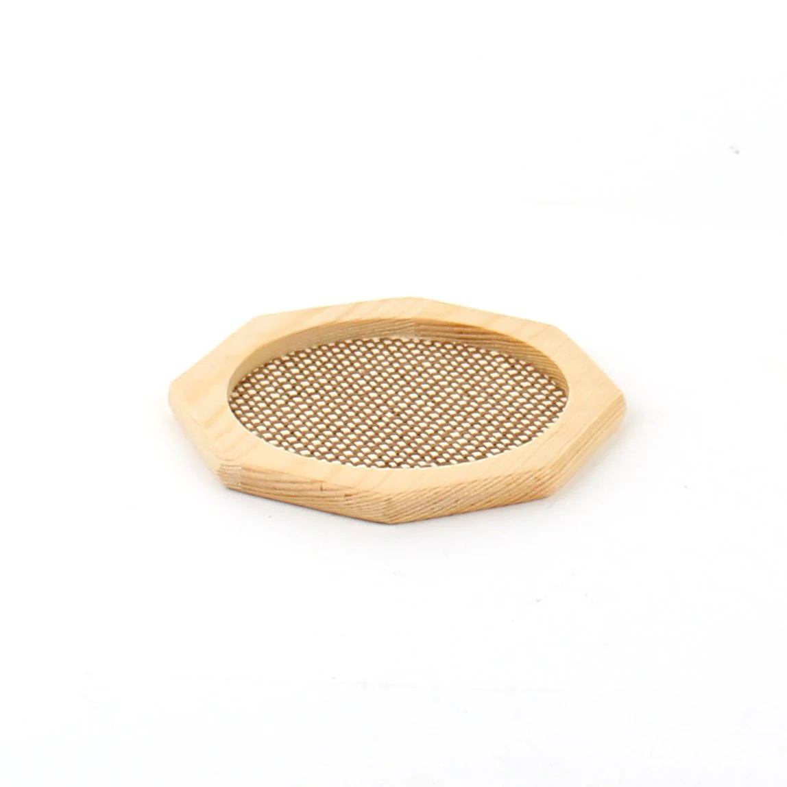 Octagon Mesh Wood Coaster d.9.5cm - Image 3