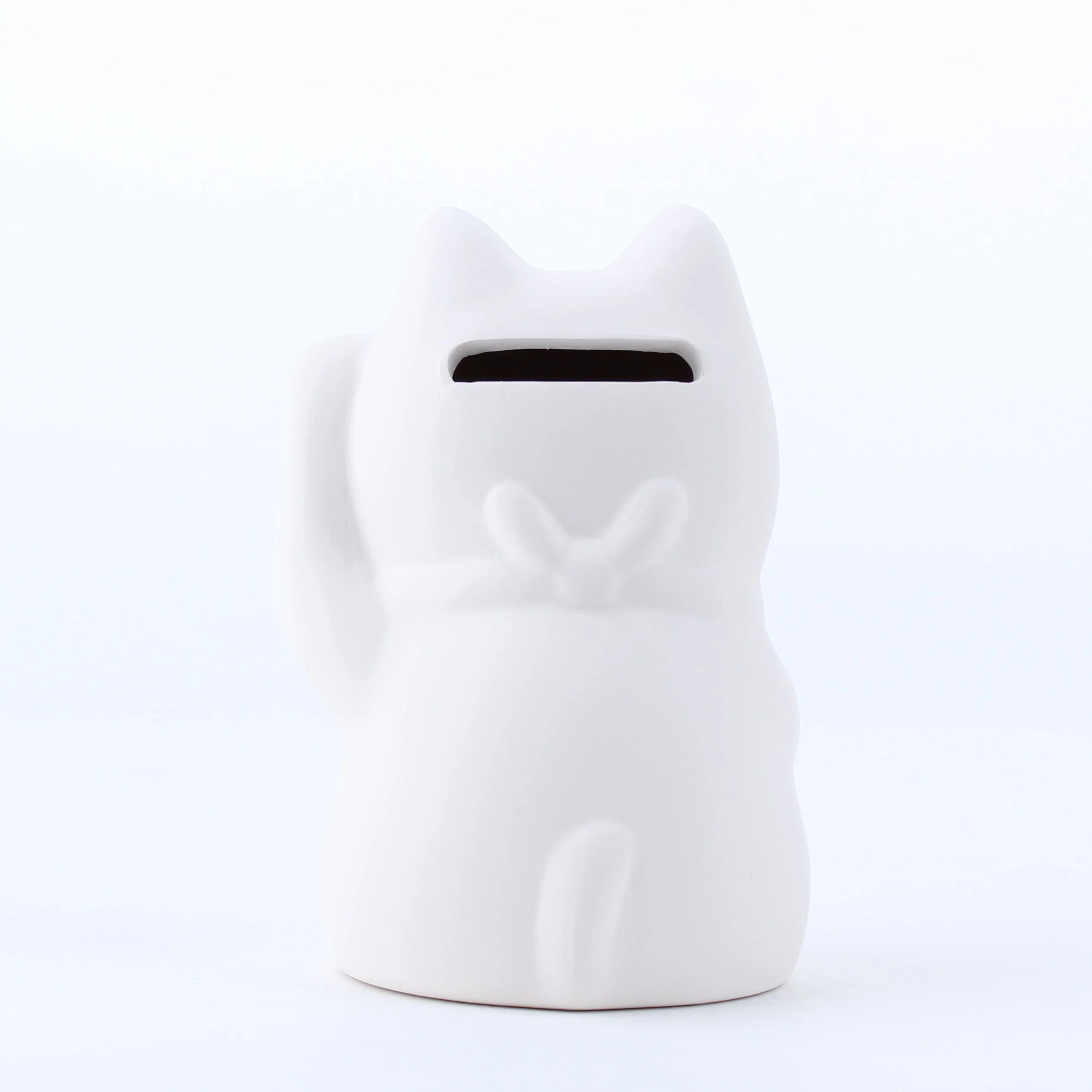 Yakushigama Ceramic Lucky Cat Coin Bank Left Paw Raised - Image 3