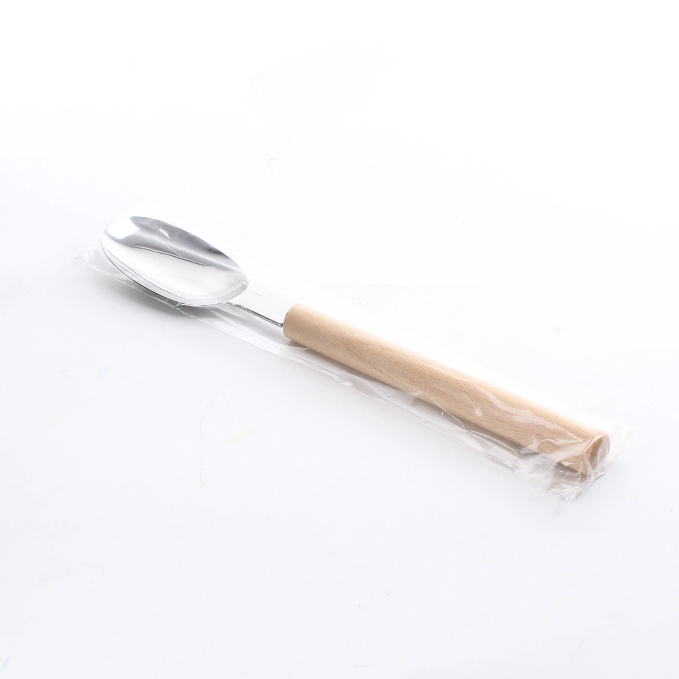 Stainless Steel Dessert Spoon with Wooden Handle 19.3cm - Image 3