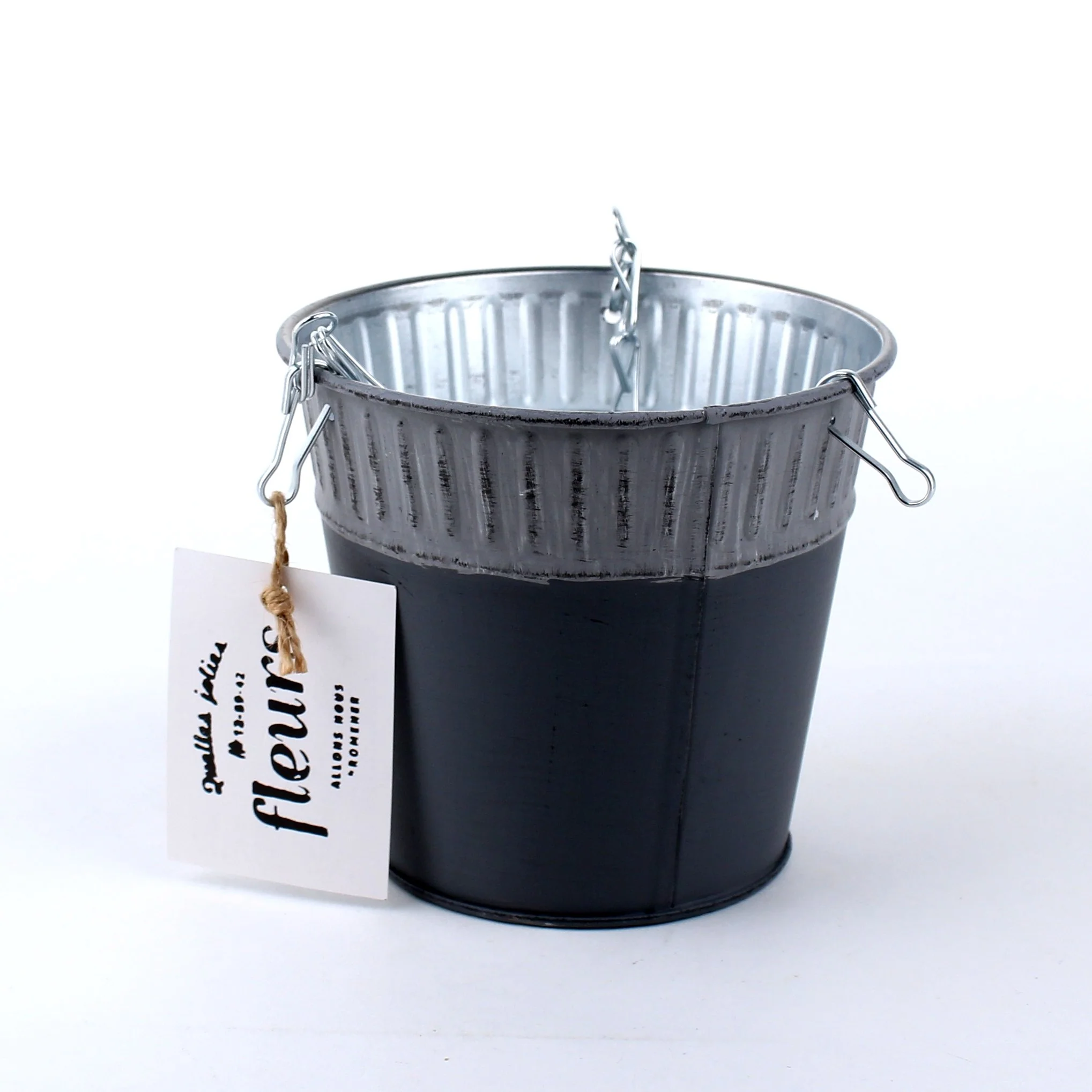 Hanging Tin Planter Pot (Navy) - Image 3