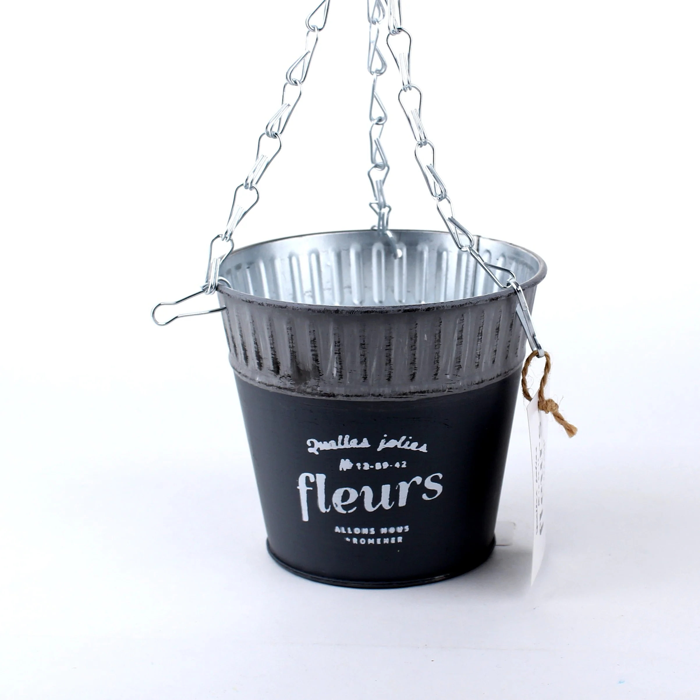 Hanging Tin Planter Pot (Navy) - Image 4