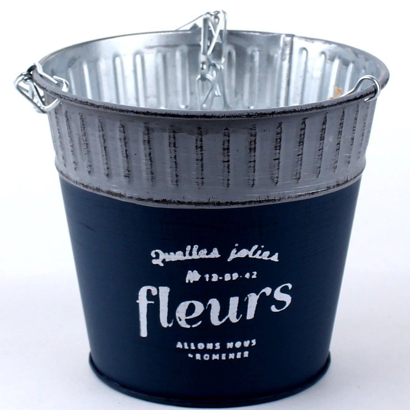 Hanging Tin Planter Pot (Grey) - Image 2