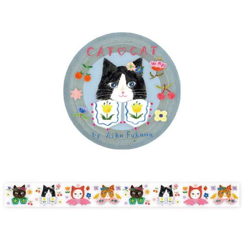 Hyogensha Cat Faces Washi Masking Tape 22-751