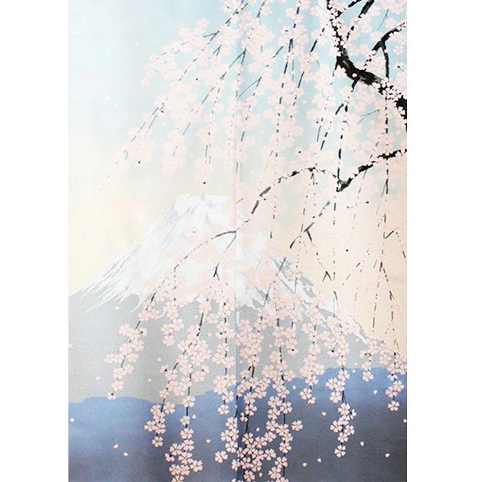 Japanese Style Four Seasons of Mt. Fuji: Spring Noren Curtain - Image 2