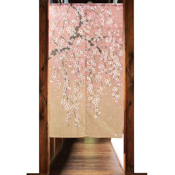 Japanese Style Gradient Weeping Cherry Blossom Noren Curtain - Image 2