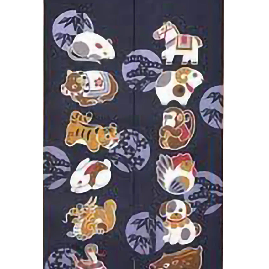 Japanese Style Long Chinese Zodiac Noren Curtain - Image 3