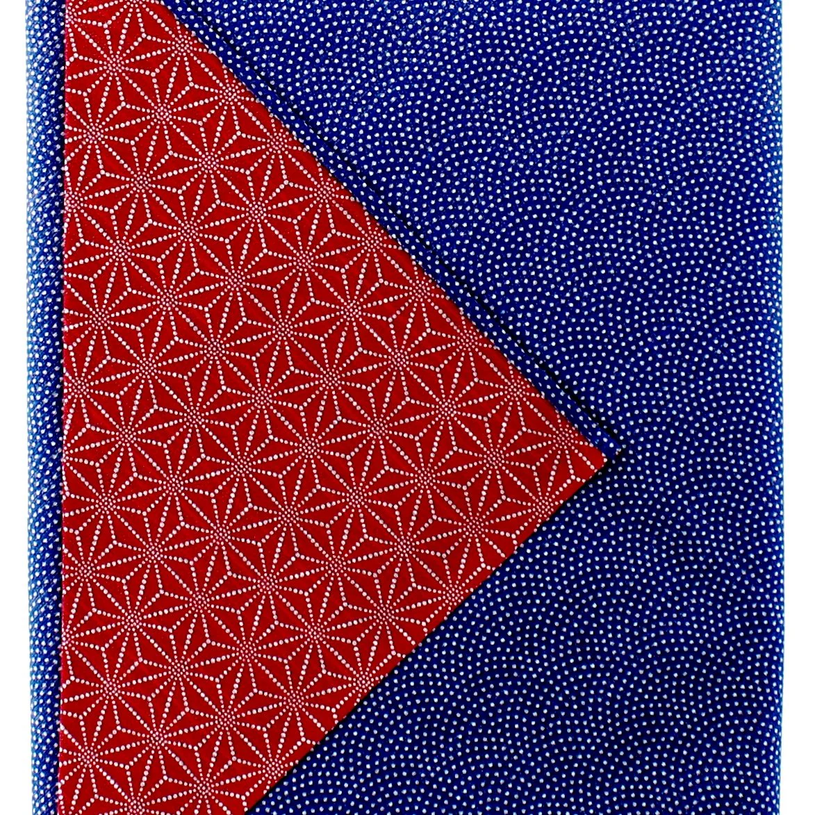 Furoshiki Shantung Double Sided Japanese Wrapping Cloth (Same Komon-Shark Skin & Hemp Leaf, Navy & Dark Red , 100x100cm) - Image 4