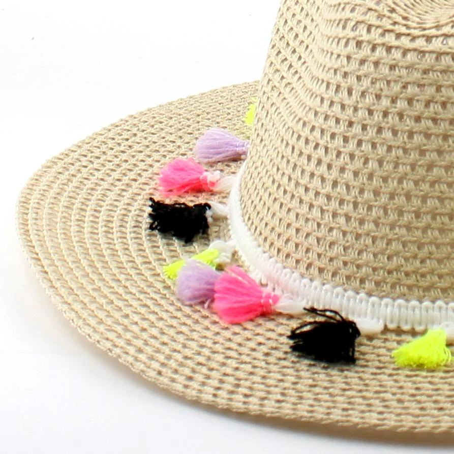 Ladies Fedora Hat w/Colourful Tassels - Image 3