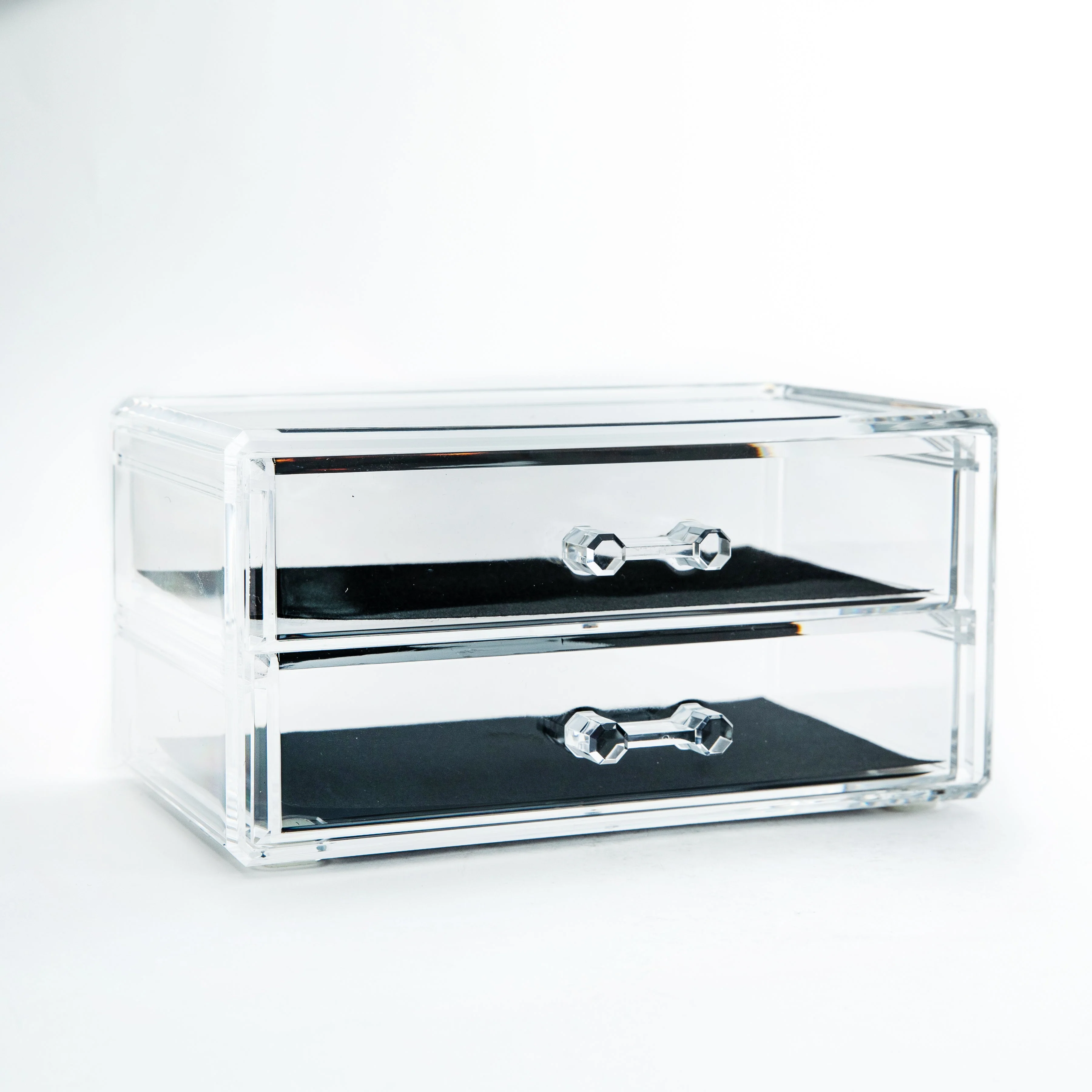 Clear 2-Drawer Flat Cosmetic Organizer with Lid - Image 4