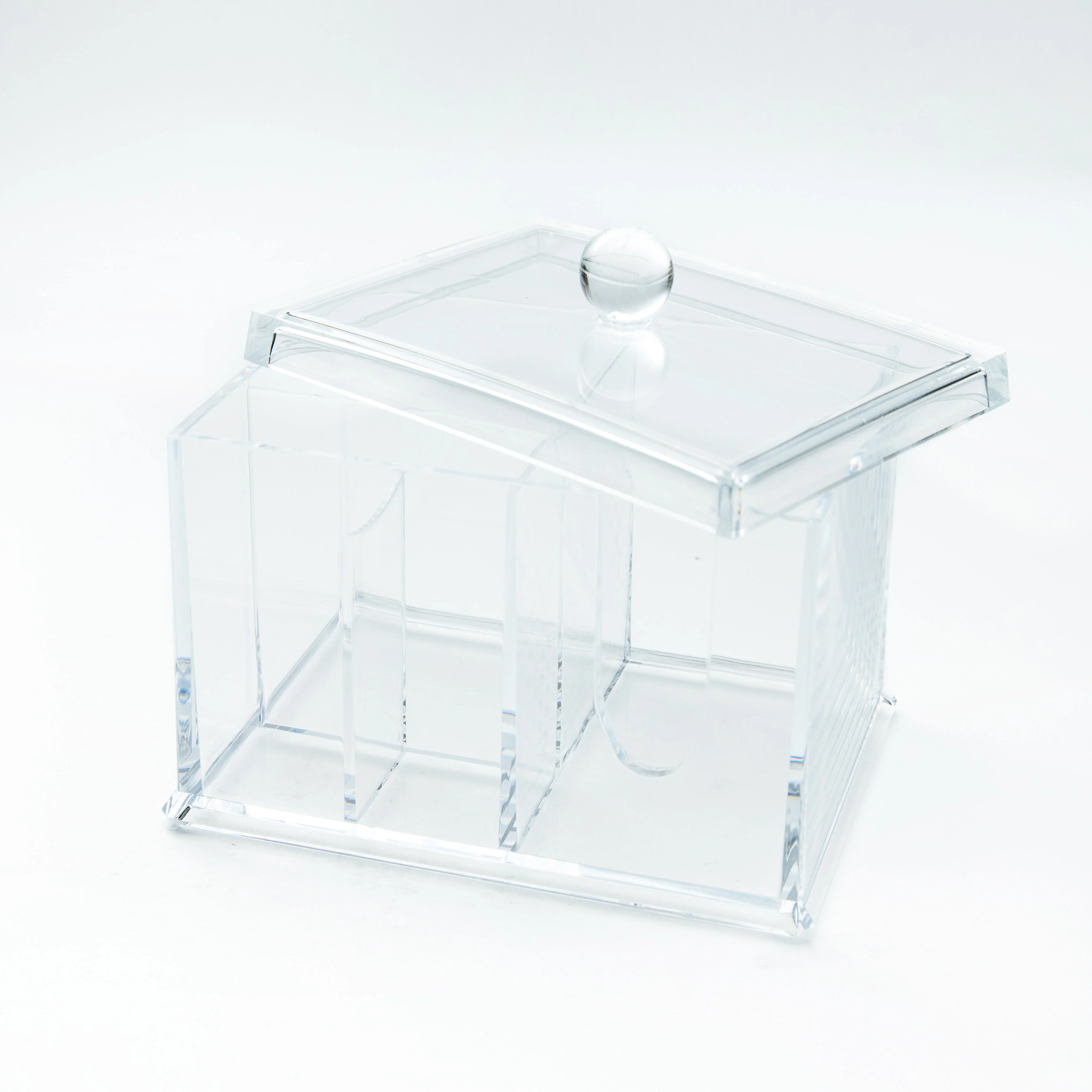 Clear Rectangular Multi-Slots Cosmetic Organizer with Lid - Image 3