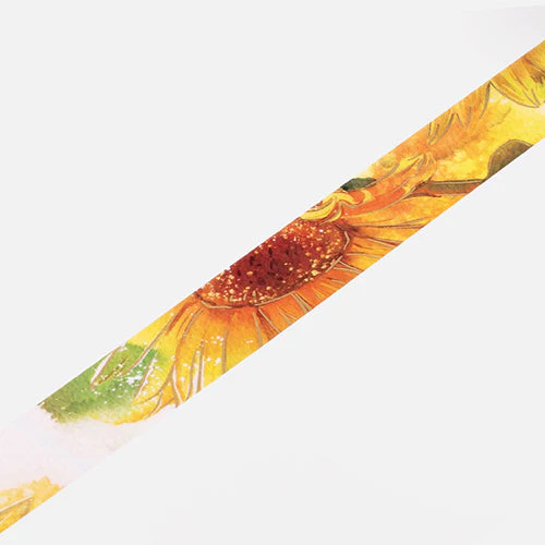 BGM Foil Stamping Washi Masking Tape (Watercolour Flower: Sunflower) - Image 2
