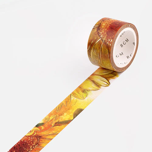 BGM Foil Stamping Washi Masking Tape (Watercolour Flower: Sunflower) - Image 3