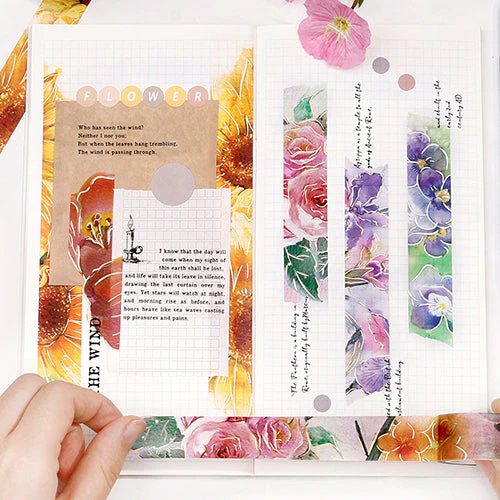 BGM Foil Stamping Washi Masking Tape (Watercolour Flower: Sunflower) - Image 4