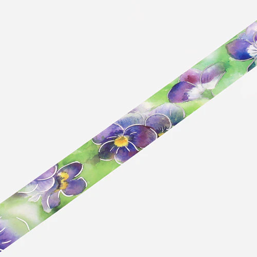 BGM Foil Stamping Washi Masking Tape (Watercolour Flower: Violet) - Image 2