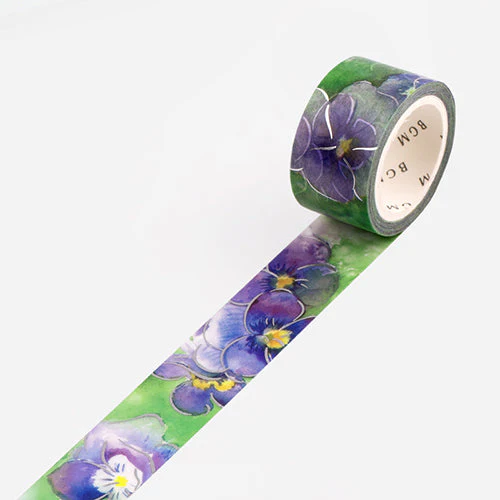 BGM Foil Stamping Washi Masking Tape (Watercolour Flower: Violet) - Image 3