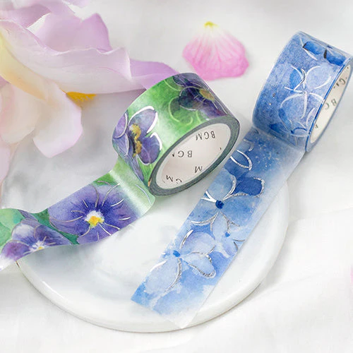 BGM Foil Stamping Washi Masking Tape (Watercolour Flower: Violet) - Image 4