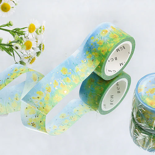 BGM Foil Stamping Yellow Flower Field Washi Masking Tape - Image 4