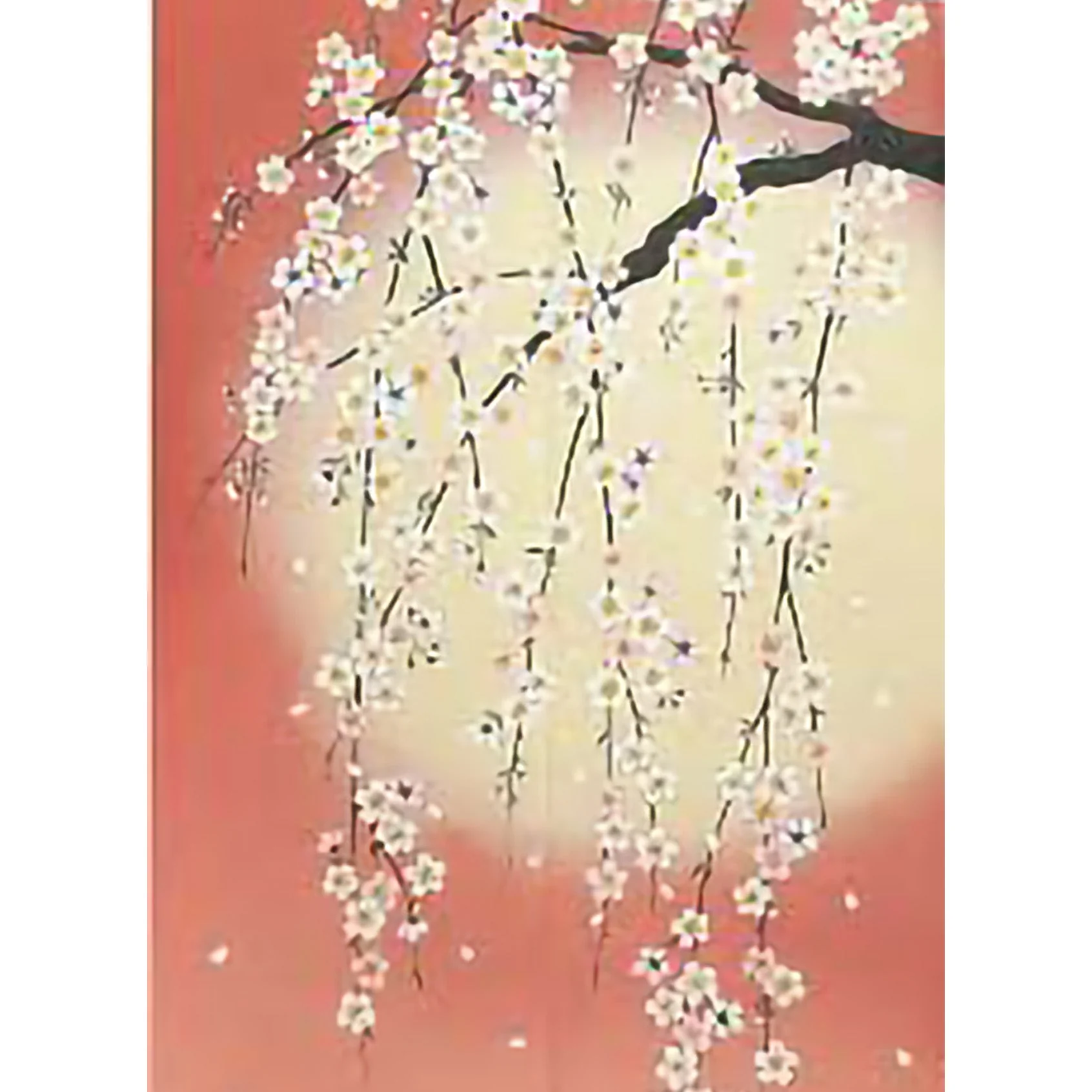 Japanese Style Weeping Cherry Blossom & Moon Noren Curtain - Image 2