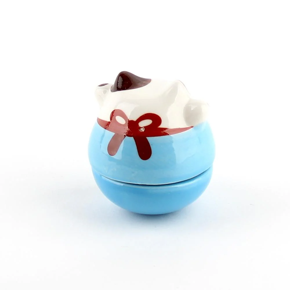 Roly-Poly Lucky Cat Ceramic Ornament (Blue) - Image 3