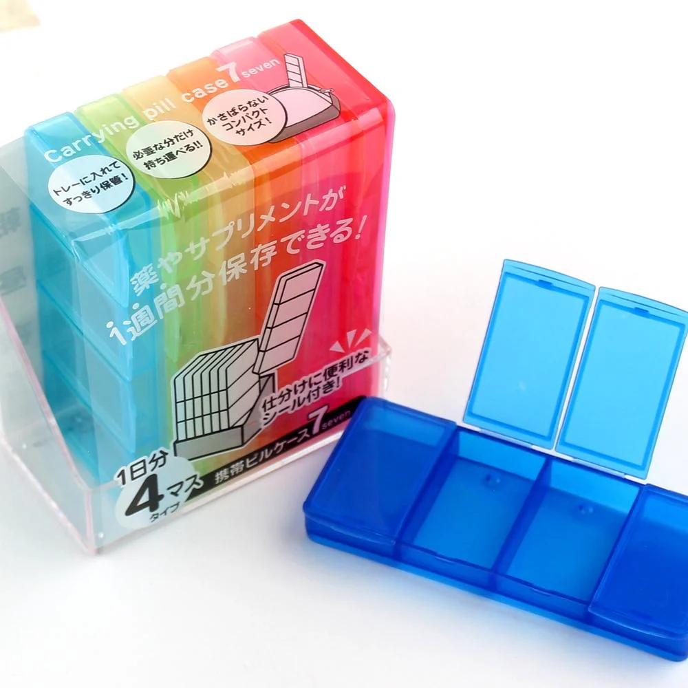 7 x 4-Section Pill Case Storage Box with Compartments - Image 2