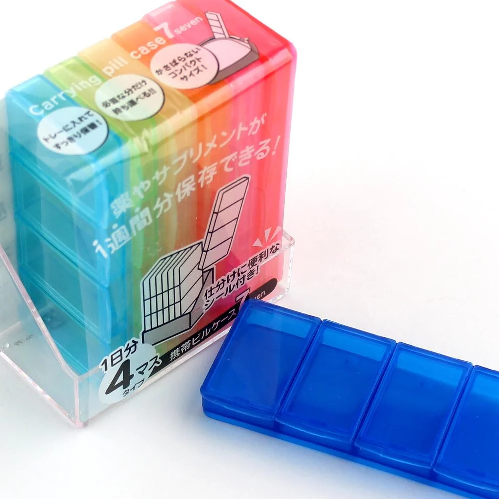 7 x 4-Section Pill Case Storage Box with Compartments - Image 3