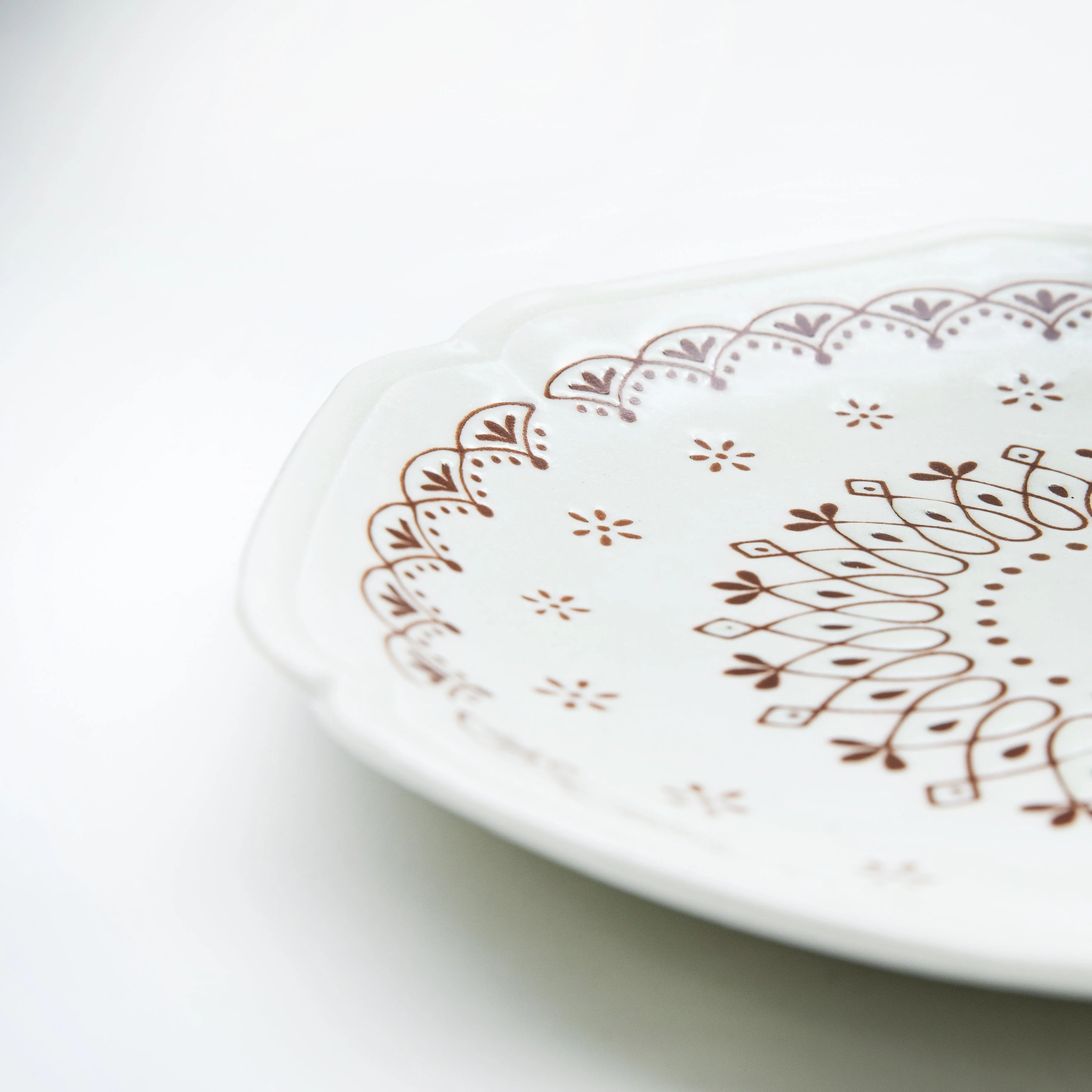 Japanese Porcealin Lace Scalloped Edge Plate (24x23.5x3cm) - Image 9