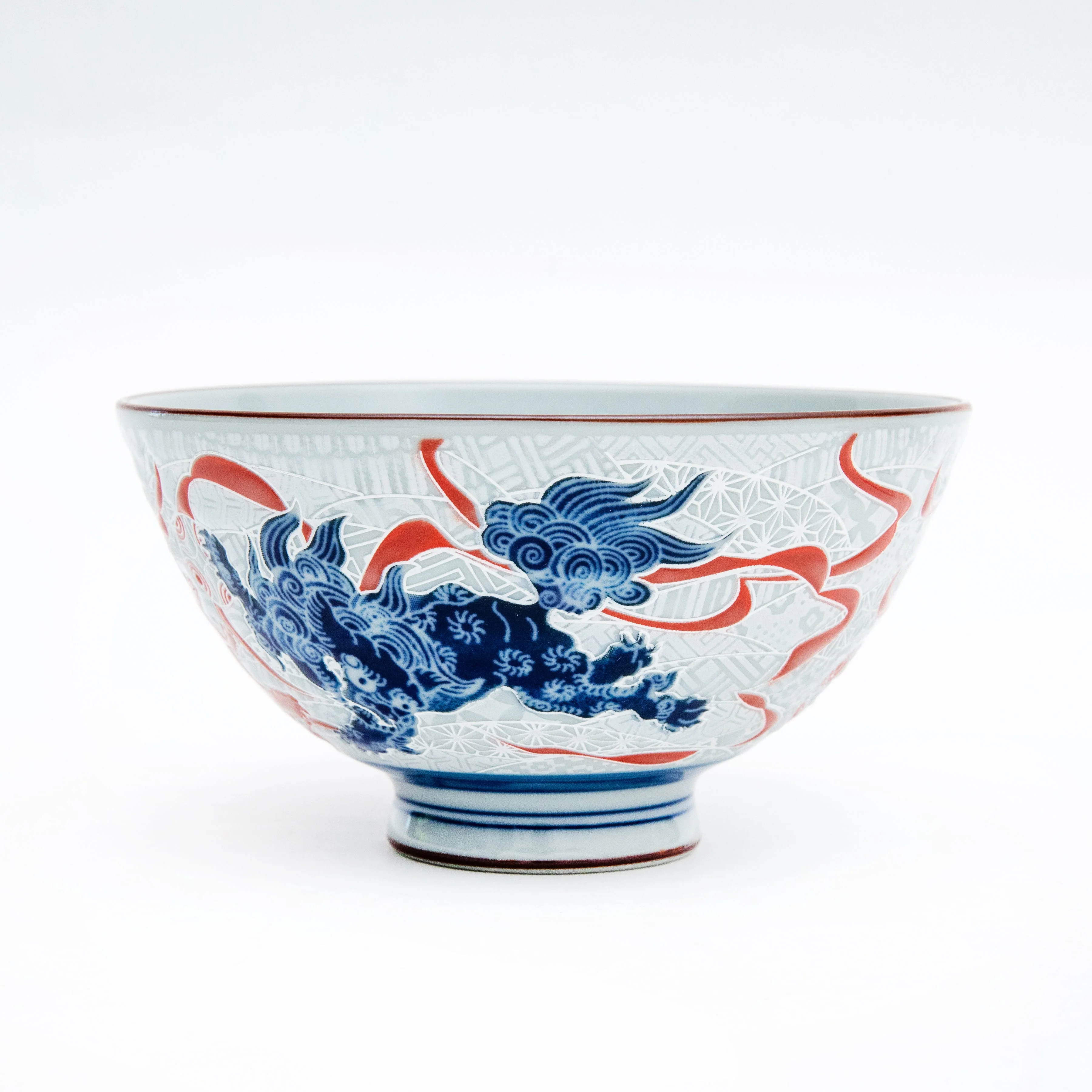 12.2cm Karashishi Lion Porcelain Rice Bowl  L - Image 3