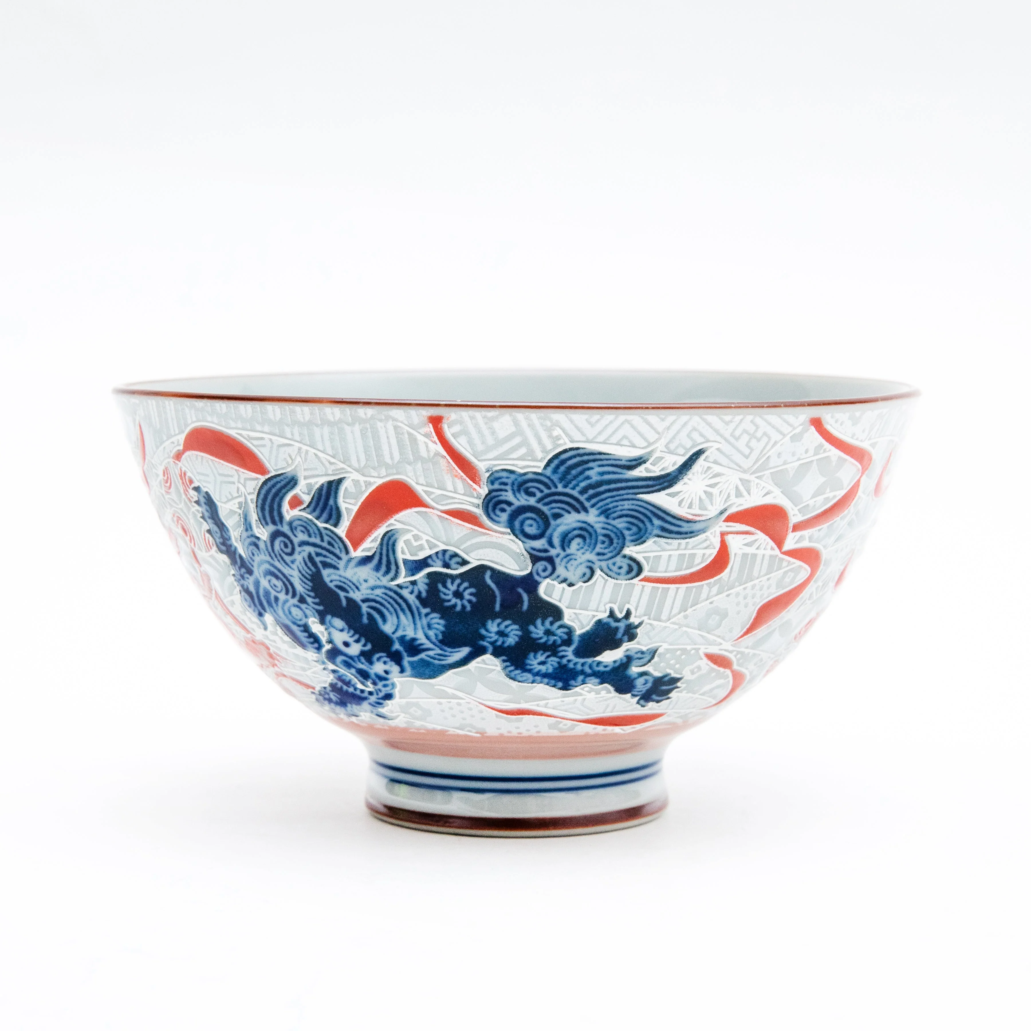 11.4cm Karashishi Lion Porcelain Rice Bowl  M - Image 3