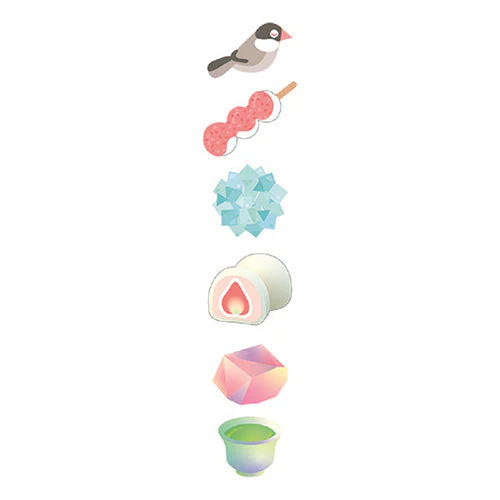 Ryuryu Cherry Blossom, Java Sparrow & Japanese Desserts Spring 3-Way: Separate, Stick & Stack Stickers HCSN04 - Image 2