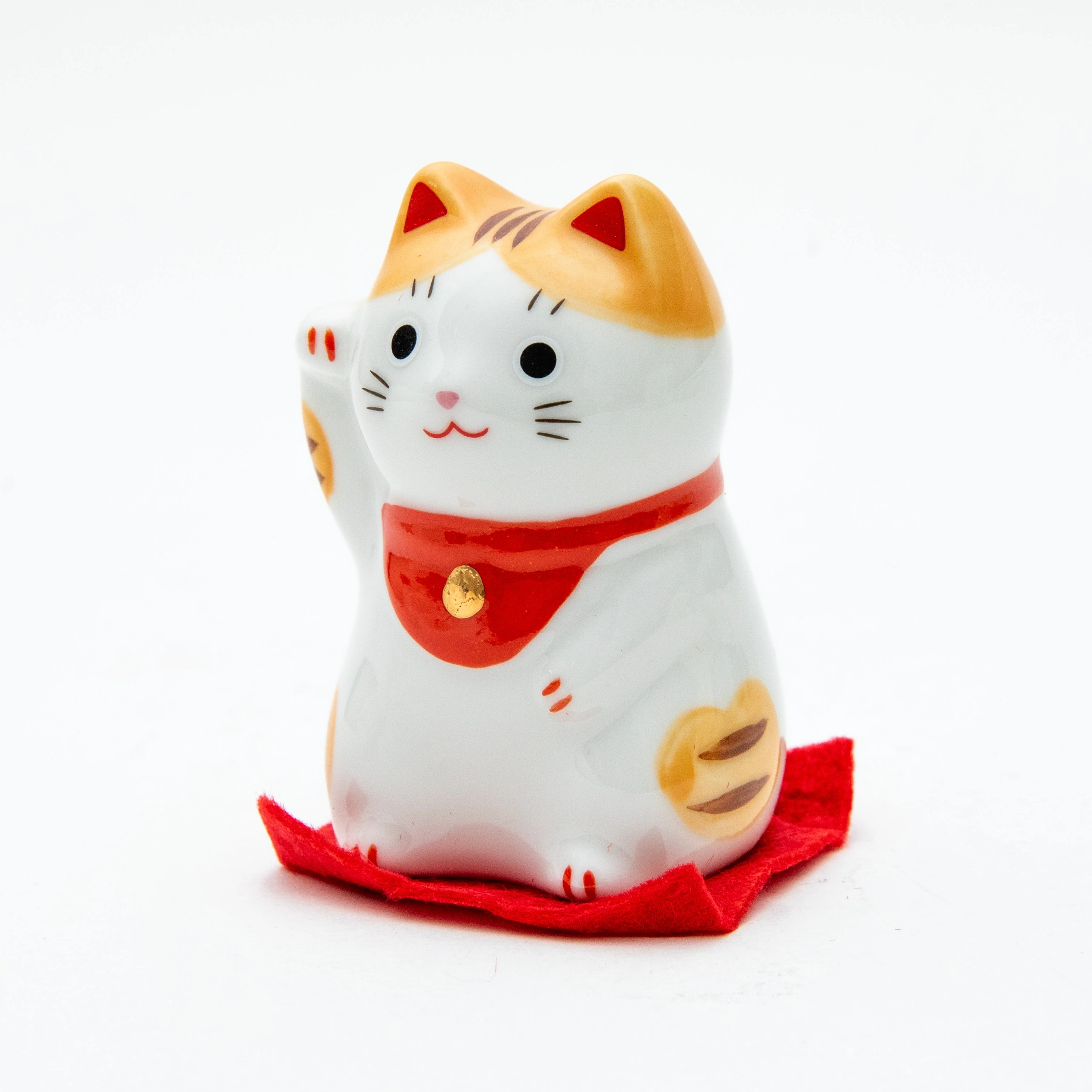 S Beckoning Cat With Zabuton Cushion Ceramic Ornament - Image 3