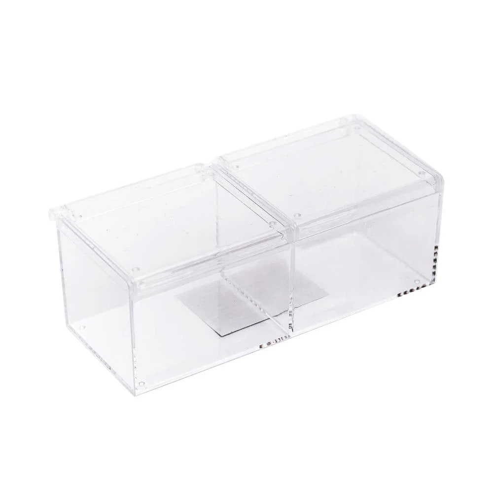 Double Pocket Clear Storage Case with Lid and Compartments