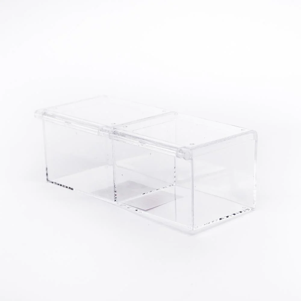 Double Pocket Clear Storage Case with Lid and Compartments - Image 3