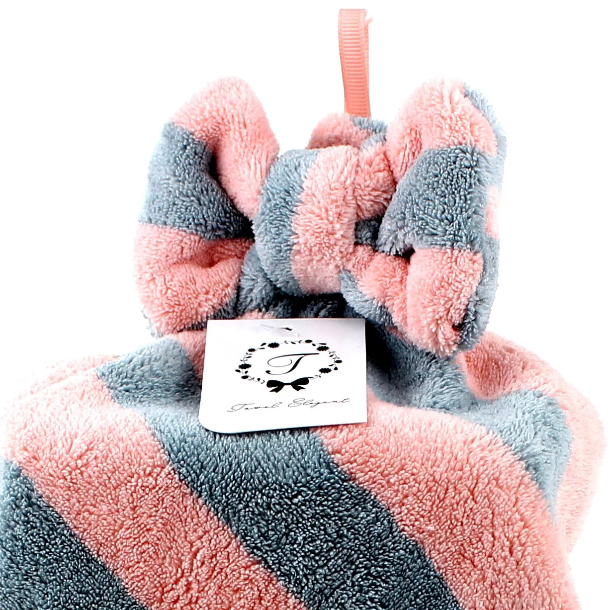 Microfibre Ribbon Stripe Hand Towel with Hanging Loop - Image 3
