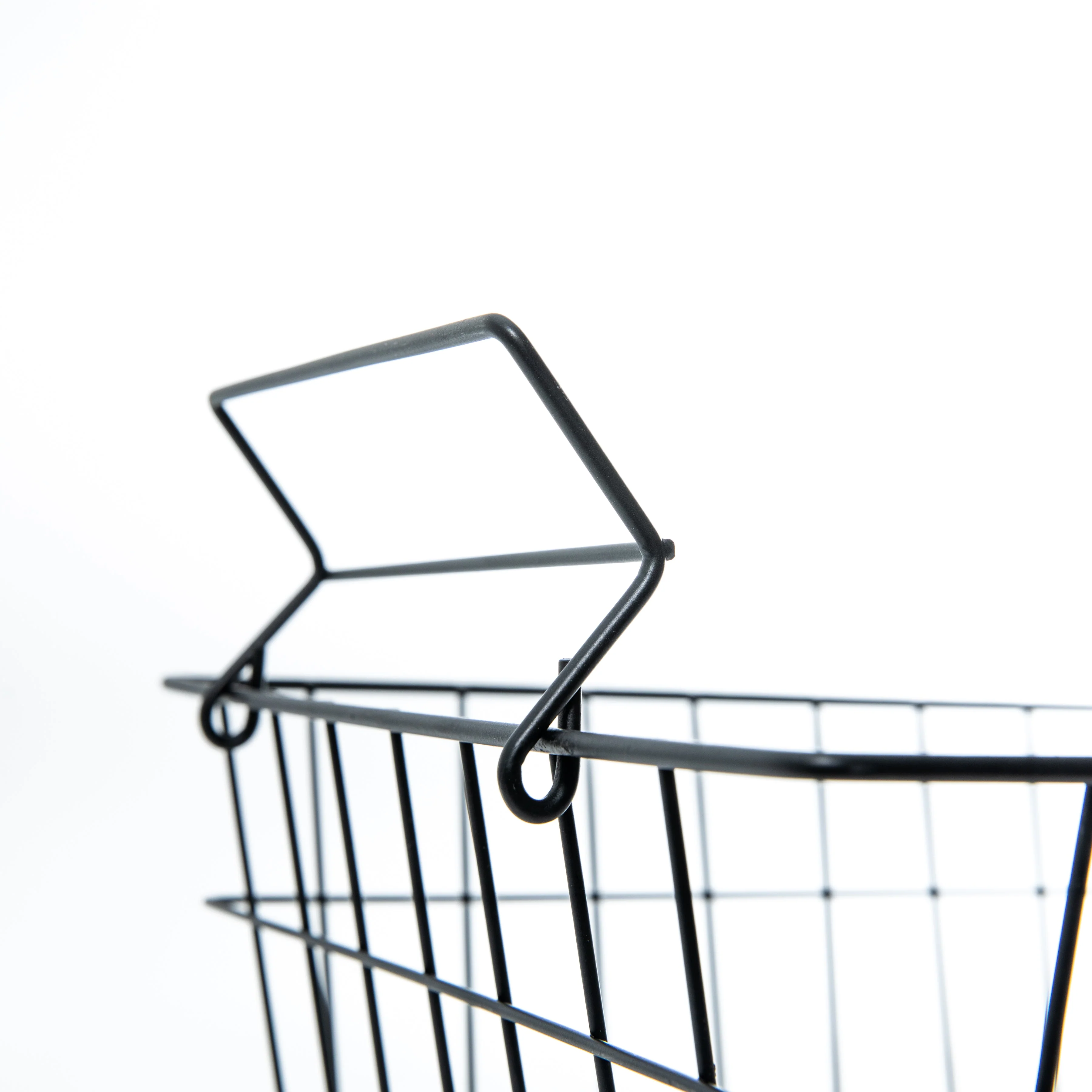 Black Stackable Wire Basket with Handle - Image 3