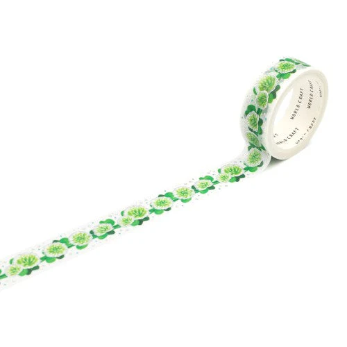 World Craft Glittery White Clover Washi Masking Tape KRMT15-065 - Image 2