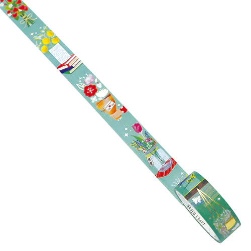 World Craft Washi Masking Tape Glittering Fresh Mass 15mm Ã— 5m Flowers - Image 2